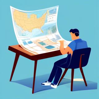 Illustration showing a person planning a route with map and calendar