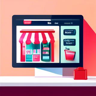 Illustration depicting online shopping and a physical store