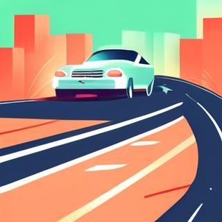 Illustration of a confirmed purchase receipt and a car driving